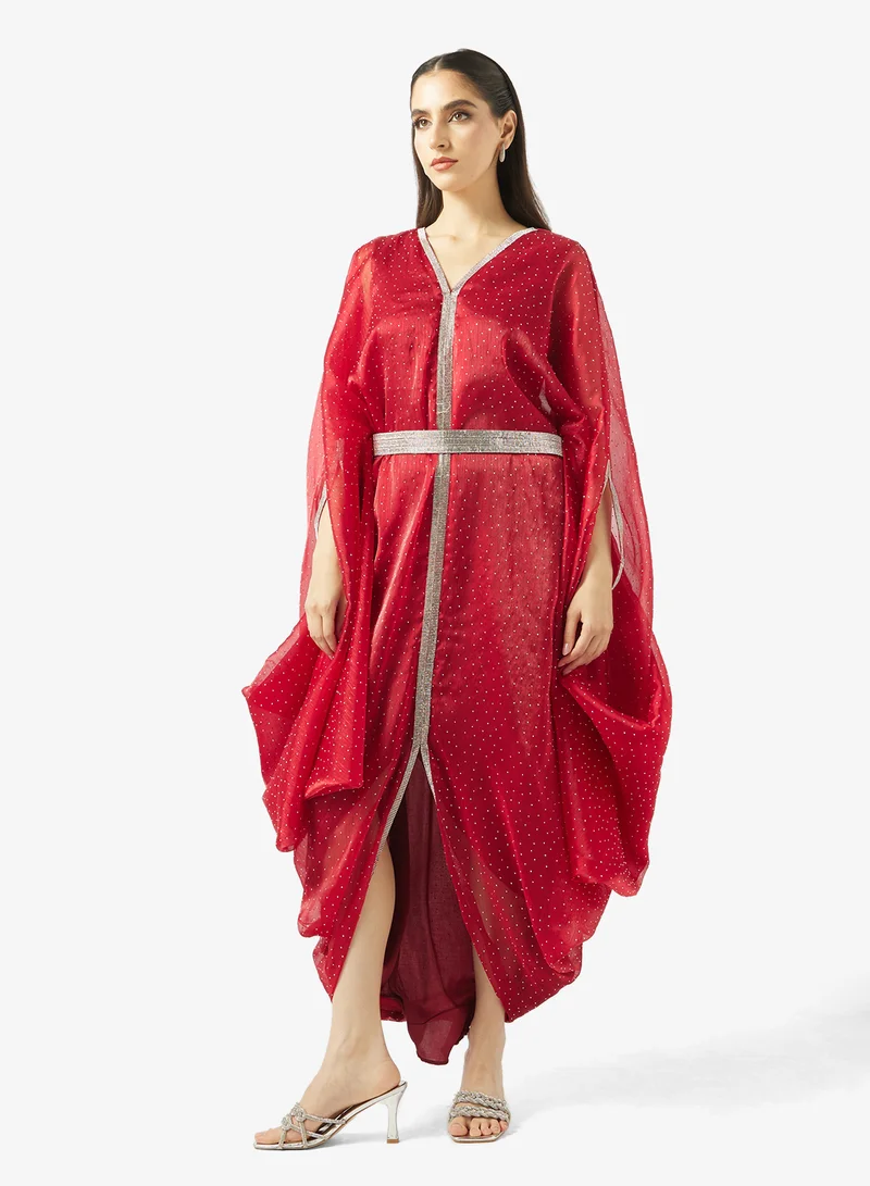 Golden Apple Vneck Midi Dress